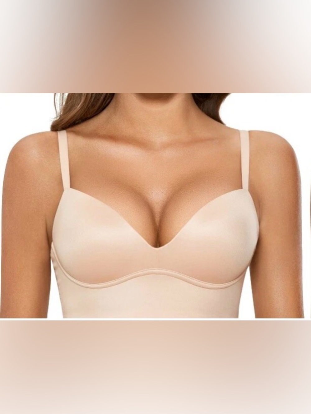 New DOBREVA Women's Wireless Push-Up Bra, Padded, Wire-Free, Deep V-Neck Sz 32
